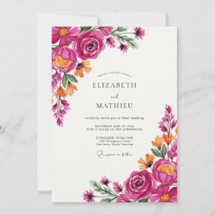 Magenta-Rosen-Hochzeit Einladung