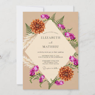 Magenta-Rost-Dahlie Hochzeit Einladung
