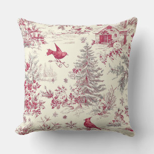 Magenta Rot Grün Weihnachten Toile Creme Winter Kissen