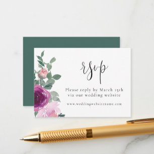 Magenta-Rot-Ton Floral Weiß RSVP Begleitkarte