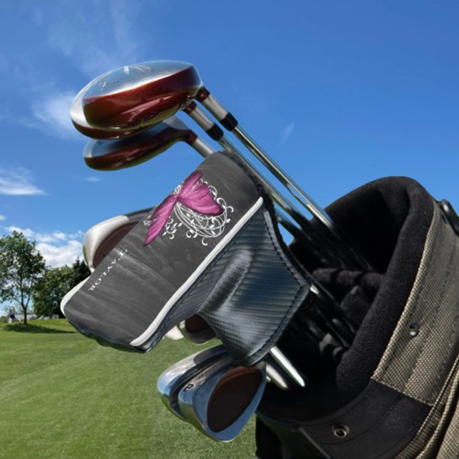 Magenta Rustic Butterfly Personalisiert Golf Headcover (Magenta Rustic Butterfly Personalized Golf Head Cover)