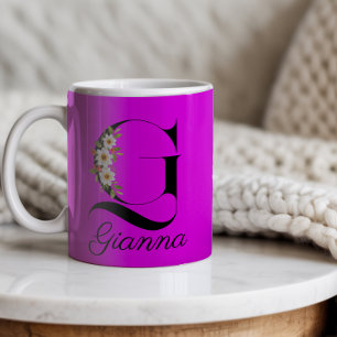 Magenta rustic watercolor monogram Mug Kaffeetasse
