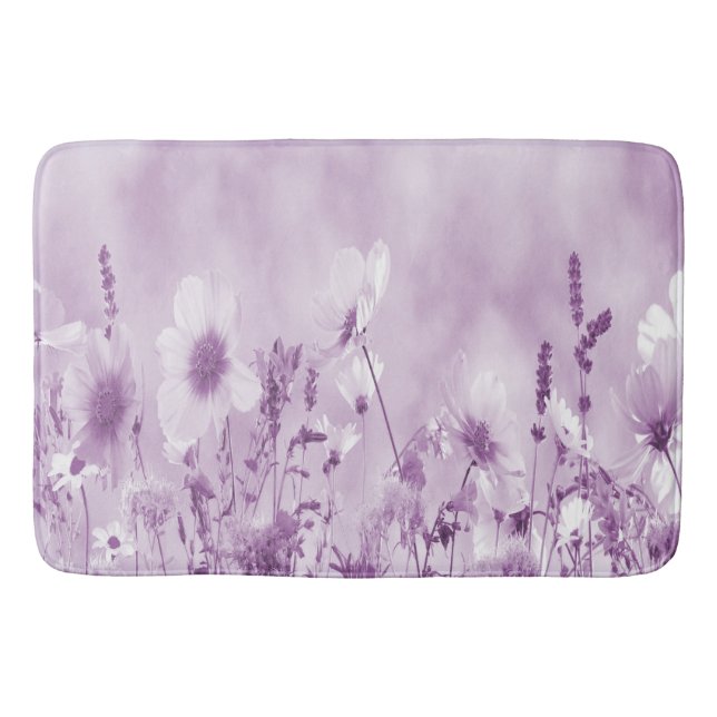 Magenta Schaded Wild Blume Badematte (Vorderseite)