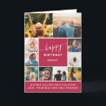 Magenta schlichter Geburtstag 10 Foto Collage Grid Karte<br><div class="desc">Modernes Magenta Geburtstagslachs pink10 Foto Collage Grid mit bearbeitbaren Farben und moderne Typografie.</div>