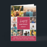 Magenta schlichter Geburtstag 10 Foto Collage Grid Karte<br><div class="desc">Modernes Magenta Geburtstagslachs pink10 Foto Collage Grid mit bearbeitbaren Farben und moderne Typografie.</div>