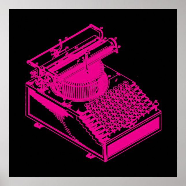 Magenta Schreibmaschine Poster (Vorne)