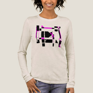 Magenta-Schwarz-Spielbrett geometrisches MCM-Look Tri-Blend Shirt