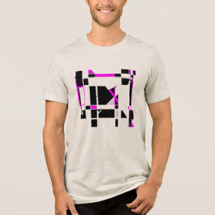 Magenta-Schwarz-Spielbrett geometrisches MCM-Look Tri-Blend Shirt