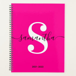 Magenta Schwarz-Weiß Moderne Monogram Planer