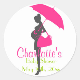 Magenta Silhouette Baby Shower Stickers