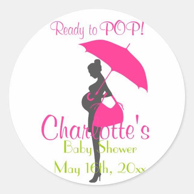 Magenta Silhouette Babydusche Pflegeaufkleber Runder Aufkleber (Vorderseite)