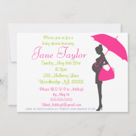 Magenta Silhouette Kinderdusche Einladungen