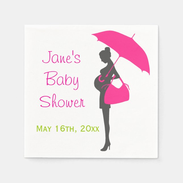 Magenta Silhouette Kinderdusche Napkins Serviette (Vorderseite)