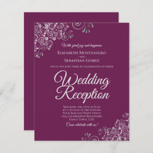 Magenta & Silver Wedding Reception BUDGET Einladun