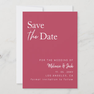 Magenta Simple Calligraphy Foto Save the Date