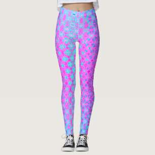 Magenta, Sky Blue und Navy Geometric Leggings