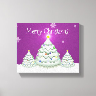 Magenta Snowy Christmas Tree Canvas Print Leinwanddruck
