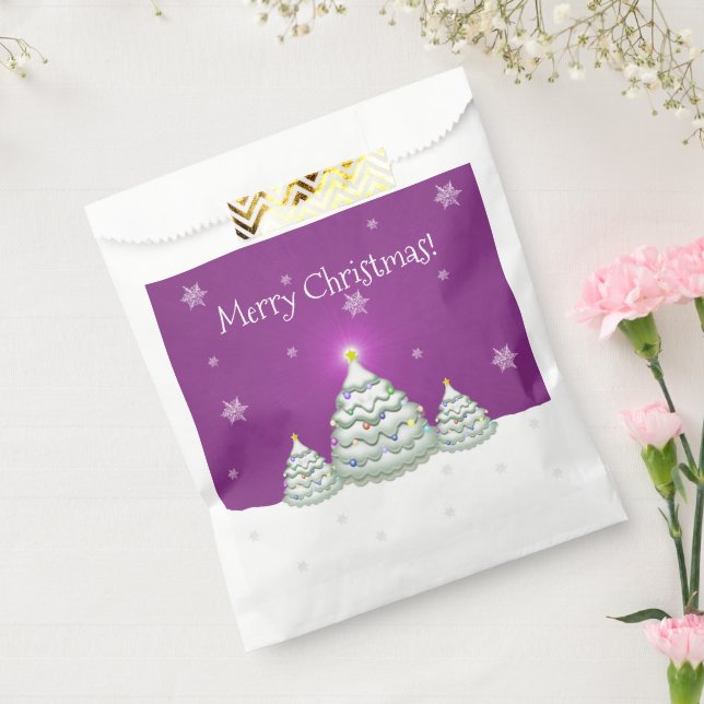 Magenta Snowy Christmas Tree Favor Bags Geschenktütchen (Versiegelt)