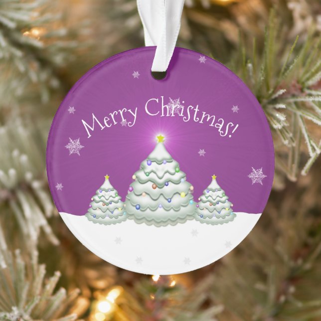 Magenta Snowy Christmas Tree Ornament (Baum)