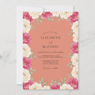 Magenta Soft Korallen Gemalte Hochzeit Einladung