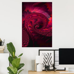 Magenta Spiral Alien Tentacle Fraktal Artwork Poster