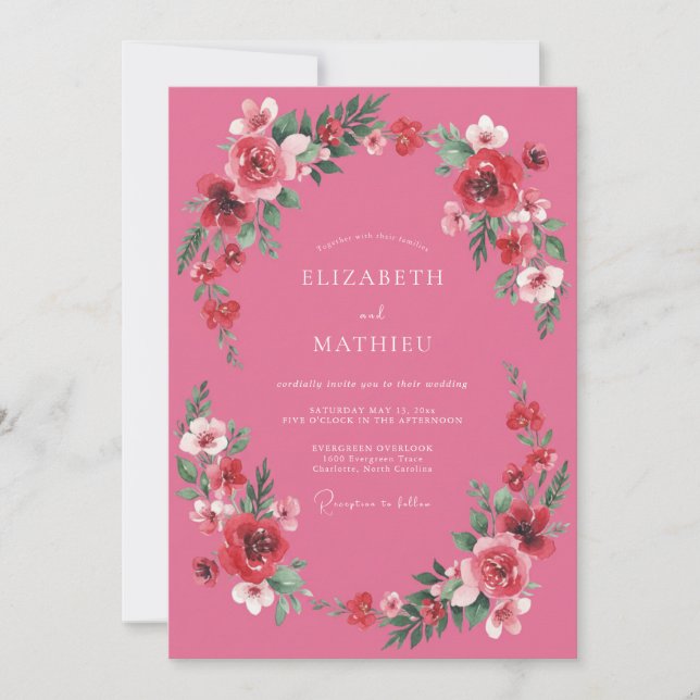 Magenta Splendid Sommerhochzeit Einladung (Vorderseite)