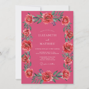 Magenta sprudelnde Sommerhochzeit Einladung