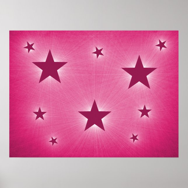 Magenta Sterne im Night Sky Poster (Vorne)