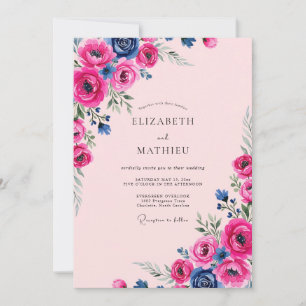 Magenta strahlende Sommerhochzeit Einladung
