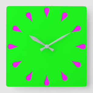 Magenta-Teardrops Quadratische Wanduhr