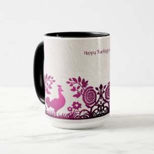 Magenta Thanksgiving Truthahn Blumen Tasse