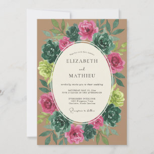 Magenta Türkis Botanische Hochzeit Einladung