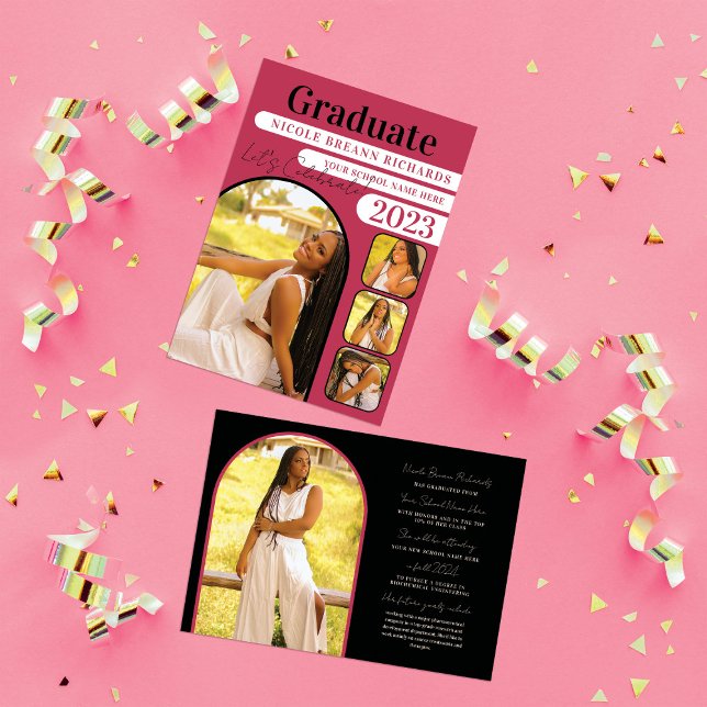 Magenta Typografy Foto Abschluss Ankündigung (Von Creator hochgeladen)