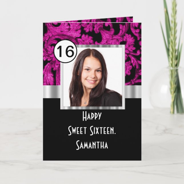 Magenta und 16 . Geburtstag Dankeskarte (Vorderseite)