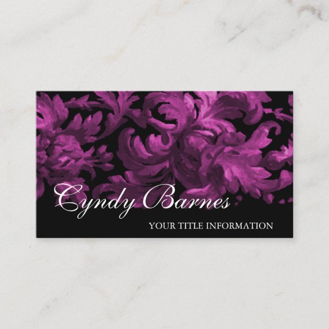 Magenta und Black Acanthus Scroll Business Card Visitenkarte (Vorderseite)