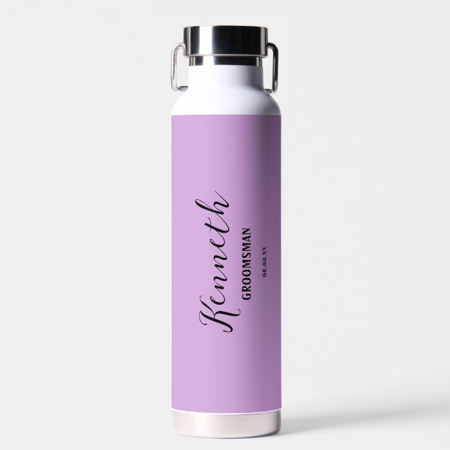 Magenta und Black Modern Monogram Bachelor Trinkflasche (Vorne)