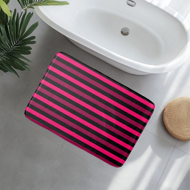 Magenta und Black Stripes Bath Mat Badematte (Von Creator hochgeladen)