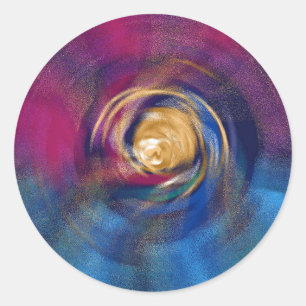 Magenta und Blue Spiral Golden Vortex of Hope Runder Aufkleber