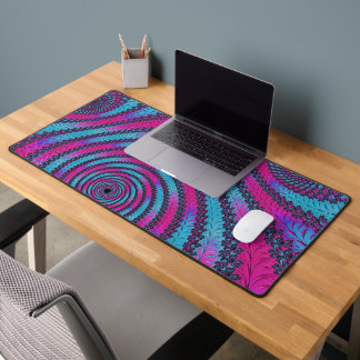 Magenta und Cyan Spiral Schreibtischunterlage