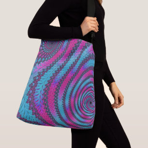 Magenta und Cyan Spiral Tragetaschen Mit Langen Trägern