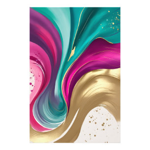 Magenta und Gold Abstrakte Wasserfarben Kunst Fotodruck