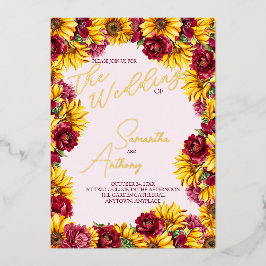 Magenta und Golden Yellow Foil Einladung zur Hochz