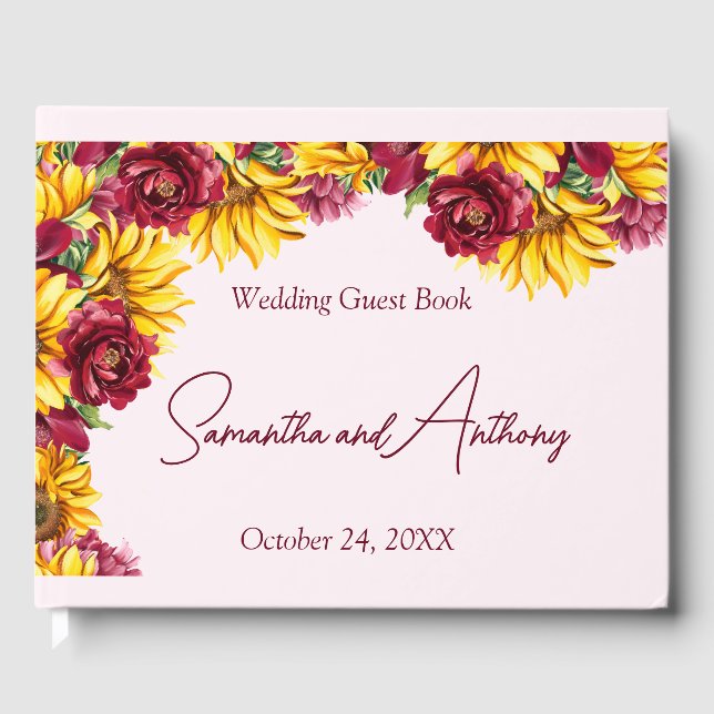 Magenta und Golden Yellow Wedding Gästebuch (Vorderseite)