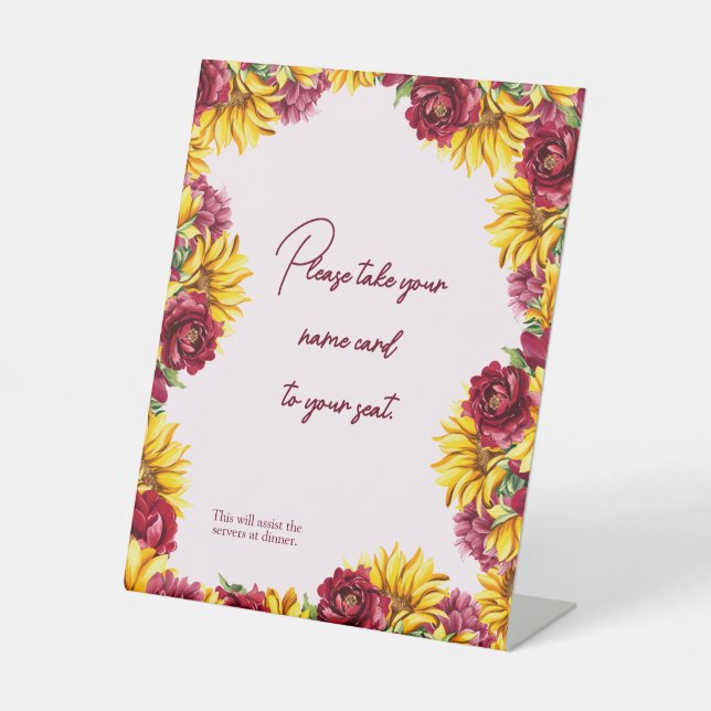 Magenta und Golden Yellow Wedding Sockelschild (Vorderseite)