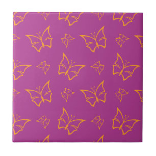 Magenta und Goldenrod Butterfly Nature Print Fliese