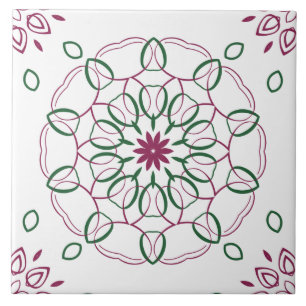 Magenta- und grüne geometrische Mandala-Gestaltung Fliese