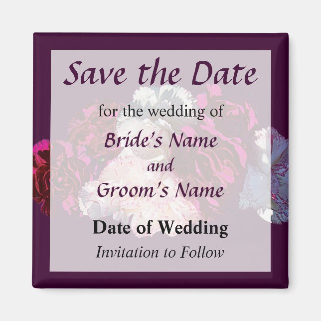Magenta und leicht rosa Nelken Save the Date Magnet (Vorne)
