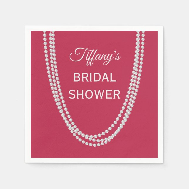 Magenta und Pearls Brautparty Napkins Serviette (Vorderseite)