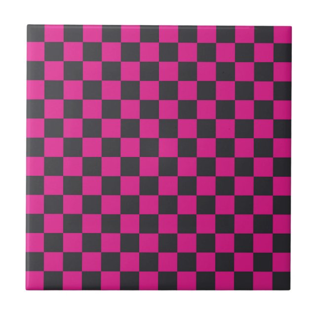 Magenta- und Rauch-Karo-Muster Fliese (Vorderseite)