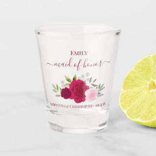 Magenta- und rosa Rosen Elegante Trauzeugin Hochze Schnapsglas